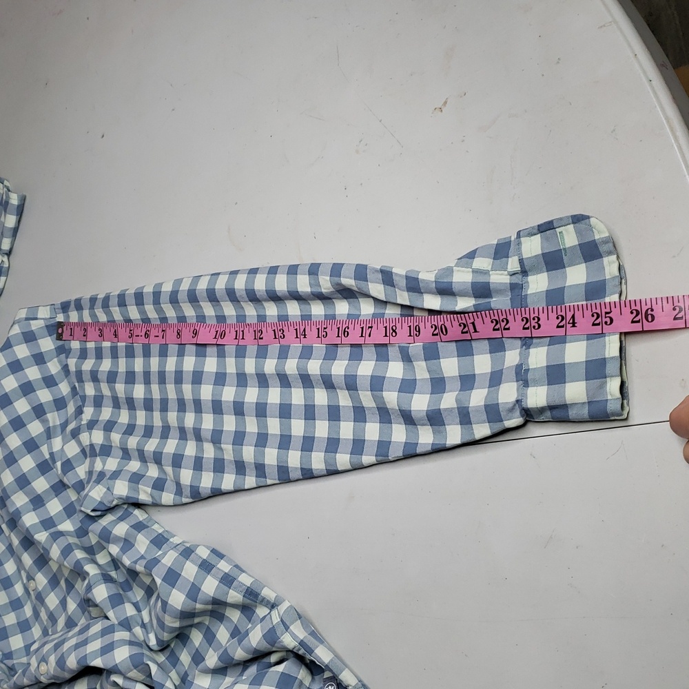 Peter Millar Cotton Silk Button Up Long Sleeve Shirt Size XL Gingham Plaid Logo - Picture 11 of 12